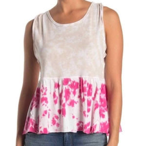 Free People Anytime Tie Dye Tank in Pink Size Large